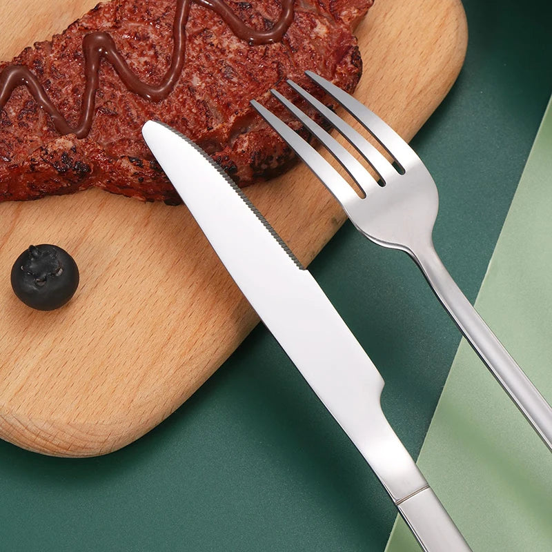 4pcs/16pcs Stainless steel cutlery set steak cutlery spoon for dessert dinner party applicable to restaurants