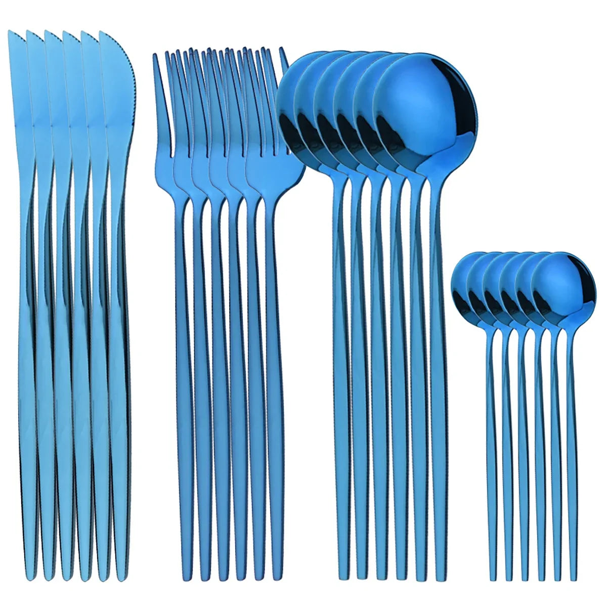 24Pcs Gold Tableware Sets Stainless Steel Cutlery Knife Tea Fork Coffee Spoon Flatware Dishwasher Safe Dinner Kitchen Dinnerware