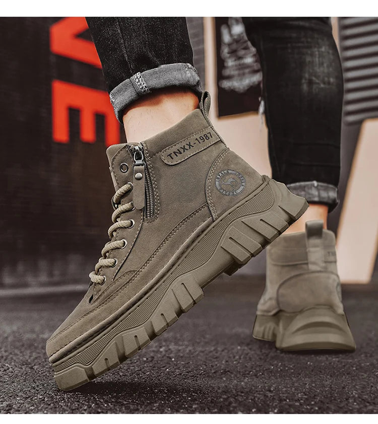 High-top boots, British workwear motorcycle shoes, versatile casual shoes, trendy outdoor shoes