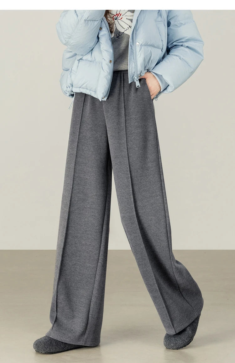 SENTUBILA Knit Sweat Pants for Women 2026 Autumn Winter Acetate Wool Silk Blend Trousers Casual Versatile Bottoms 154K80280