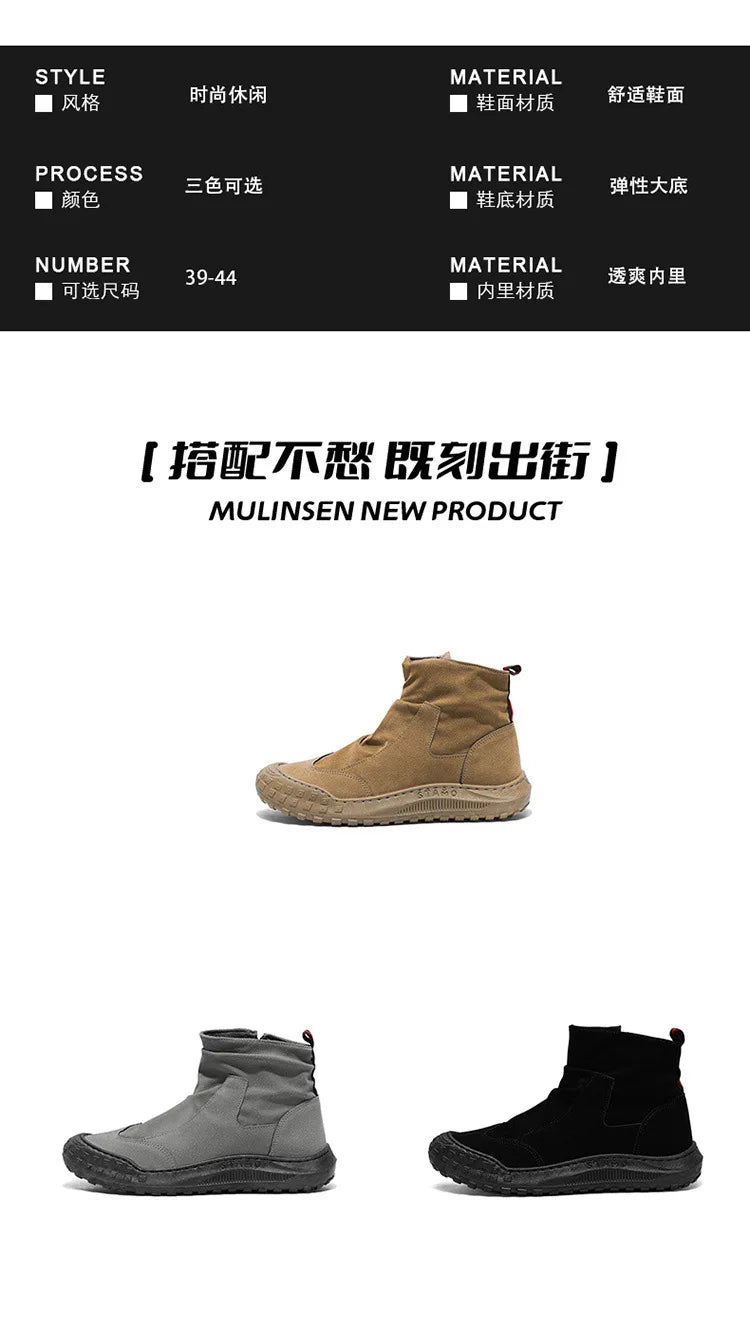 Outdoor Men's High-Top Work Boots Casual Shoes Comfortable Sport Workwear Waterproof Anti-slip Long-lasting No Fatigue Footwear