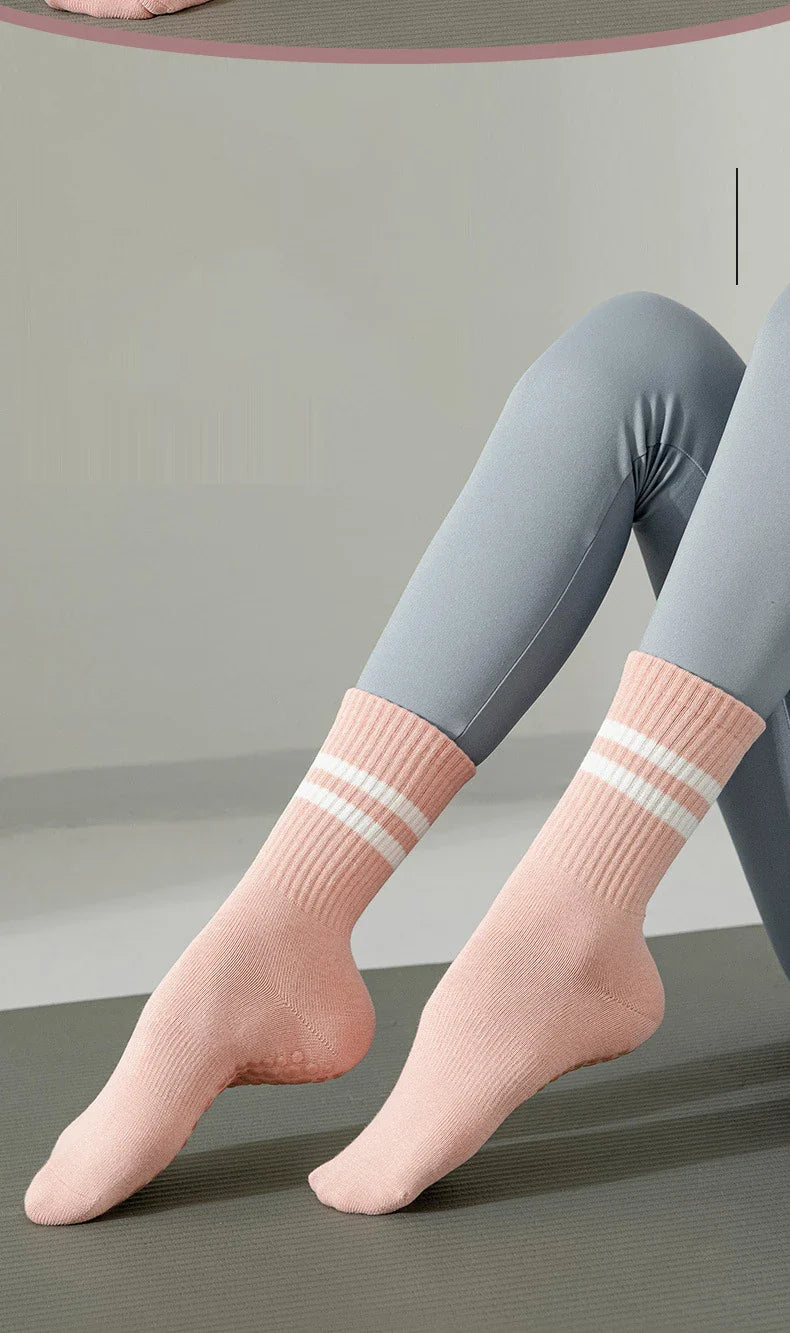 5 Pairs Pilates Socks for Women Yoga Socks Pure Cotton Non Slip Silicone Grips Indoor Sport Fitness Pilates Yoga Gym Dance Socks