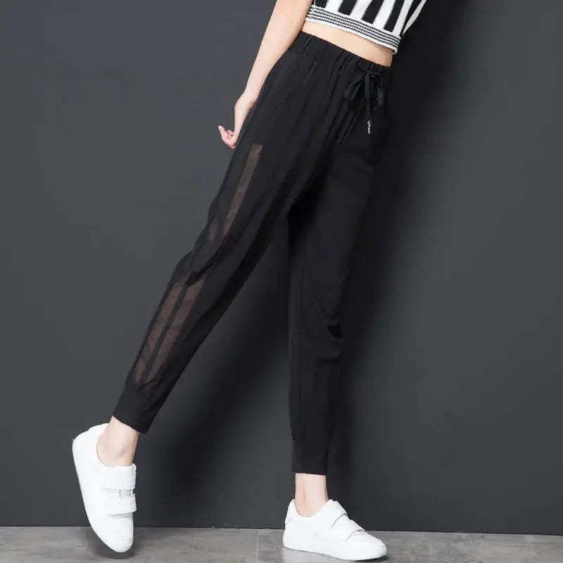 Sweatpants Harem Female Pants Black Joggers Jogging Trousers for Women Fitness Clothes and Capris Elastic Waist Drawstring 90s G