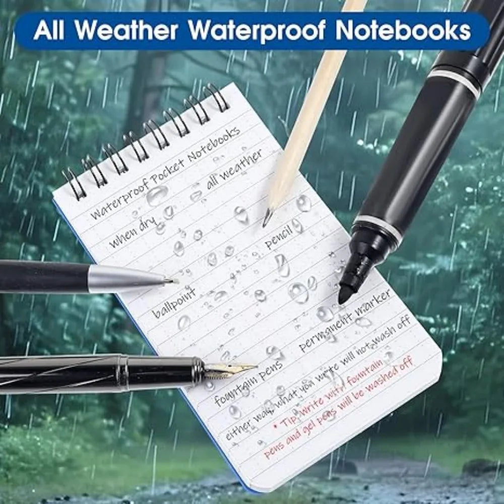 Waterproof Pocket Notebook Tactical All Weather Pocket Notepads With Lined Pages, Spiral Notebook Mini Memo Pad Note Pads
