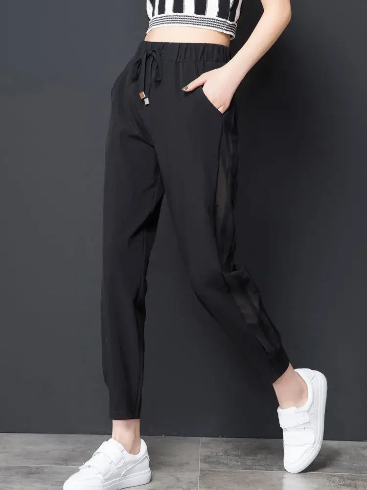 Sweatpants Harem Female Pants Black Joggers Jogging Trousers for Women Fitness Clothes and Capris Elastic Waist Drawstring 90s G