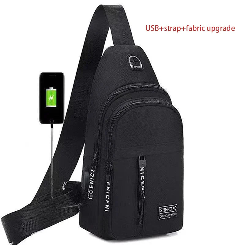 Travel Men's Handbags USB Chest Bag Designer Messenger Crossbody Bags Water-Proof Shoulder Bag Diagonal Package Sports Back Pack