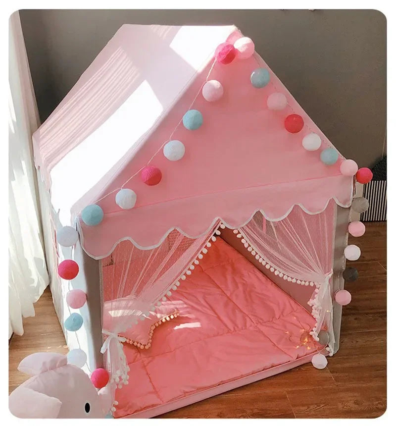 Portable Children's Tent Folding Kids Tents Tipi Baby Play House Large Girls Pink Princess Castle Child Room Decor Play Tent Toy