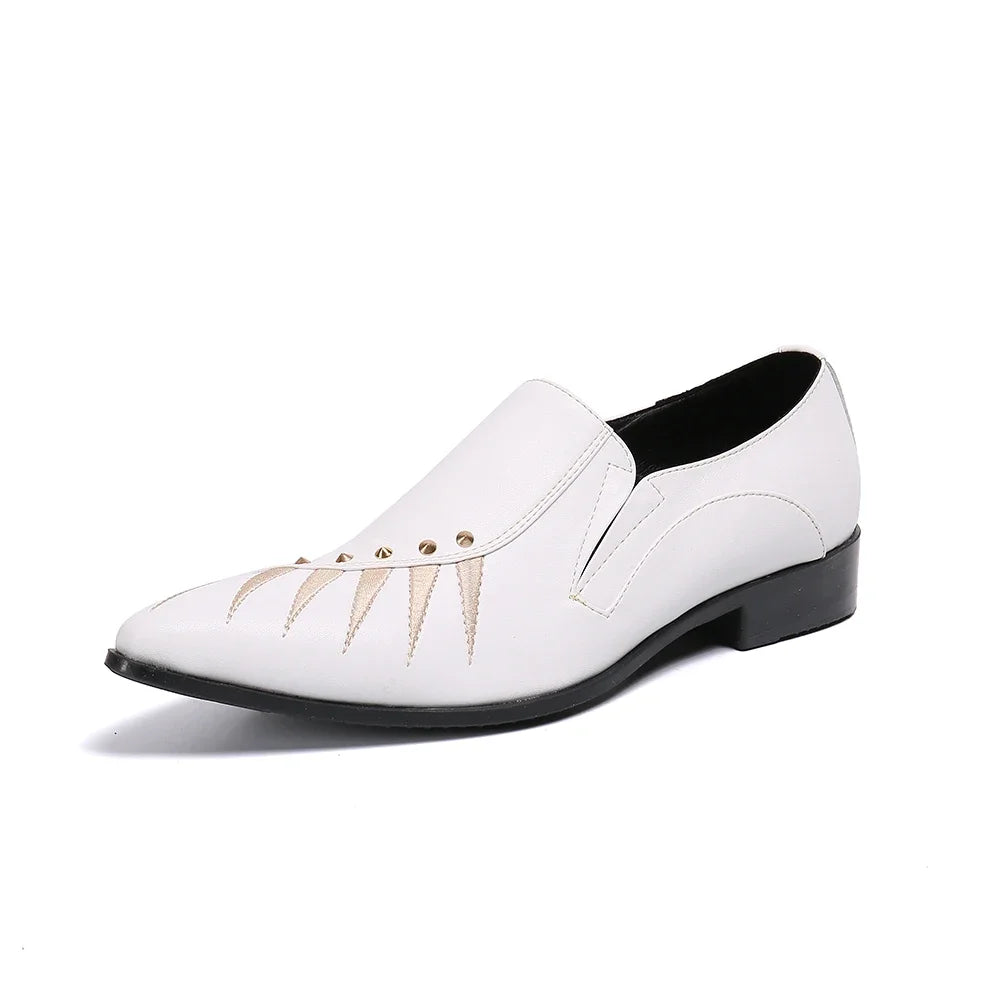 Christia Bella British White Real Leather Men Shoes Wedding Party Formal Leather Shoes Pointed Toe Business Shoes Male Footwear
