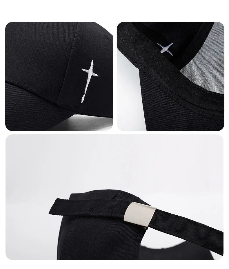 New Spring Style Sports Snapback Hat with Side - embroidered Water Drop and Cross Patterns. It's designed to make the face look