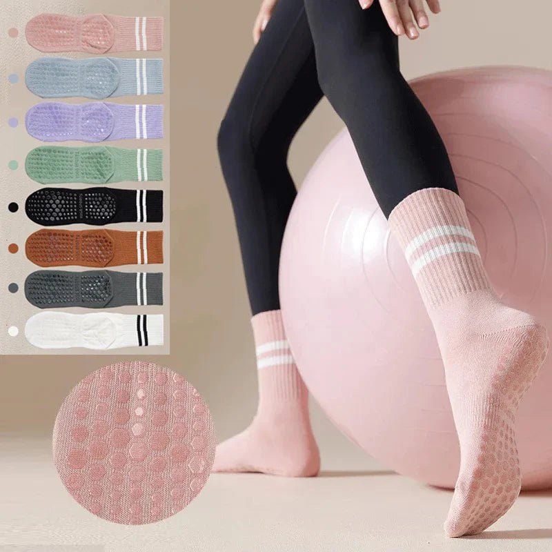 5 Pairs Pilates Socks for Women Yoga Socks Pure Cotton Non Slip Silicone Grips Indoor Sport Fitness Pilates Yoga Gym Dance Socks