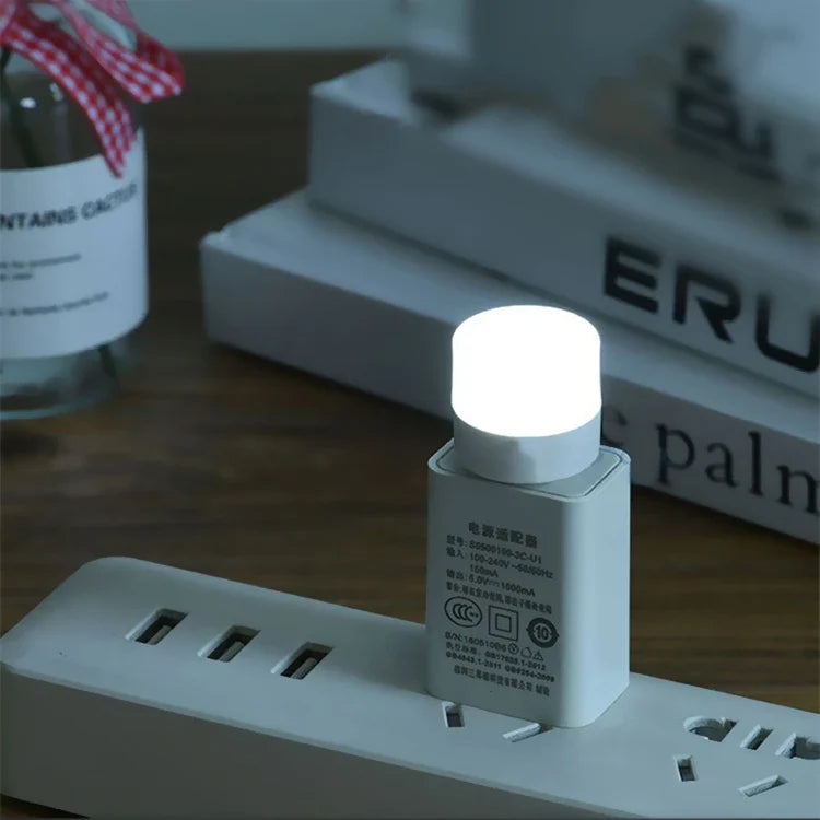 50/1Pcs Mini USB Night Light Warm White Eye Protection Book Reading Light USB Plug Computer Mobile Power Charging LED Night Lamp