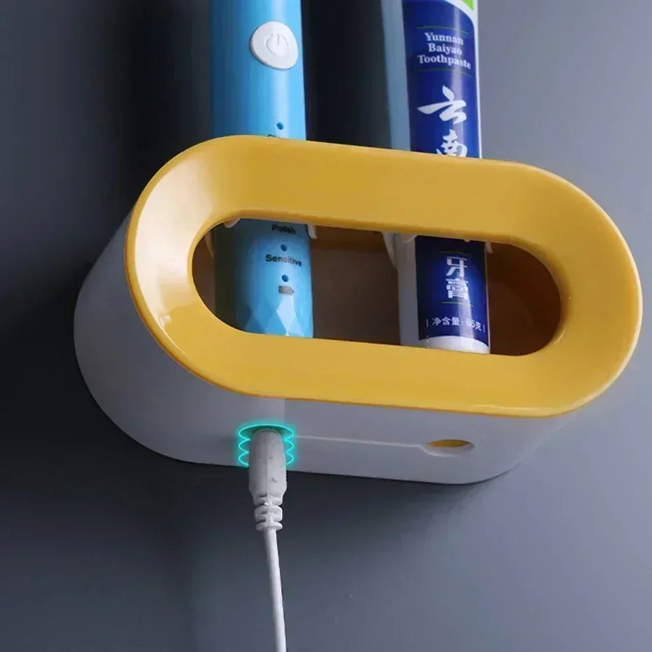 Bathroom Toothbrush Holder Wall Mount Bathroom Organizer Double Single Hole Self Adhesive Tooth Brush  Accessories Space Saving