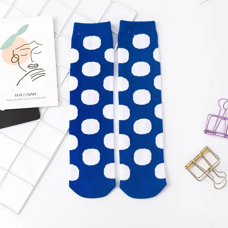 Girl Long Knee Socks New 1-12 Y Child Socks Autumn Winter Color Matching Dot Children's Pile Student Kids Boys Girls Tube Sock