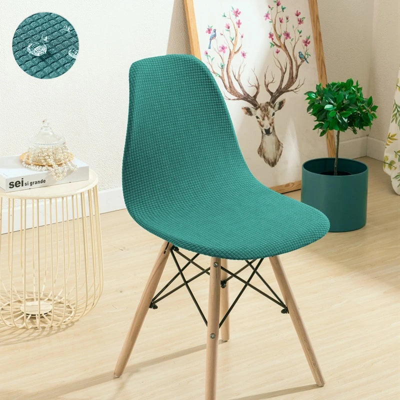 Jacquard Waterproof Shell Chair Cover Short Back Scandinavian Chair Covers Adjustable Dining Room Seat Covers for Bar Party