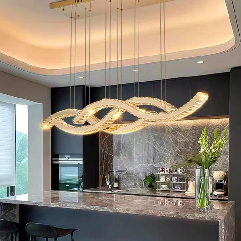 Modern home decoration salon lamps for living room smart crystal Pendant lights dining room indoor lighting