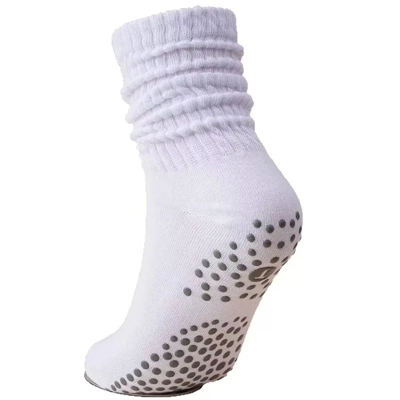 Yoga Socks Mid-Calf Pilates Socks Non-Slip Women's Sweat-Absorbent Non-Slip Dotted Floor Socks Versatile Sports Fitness Silicone Socks