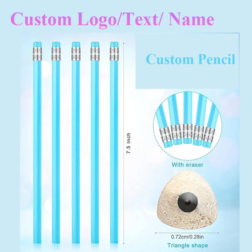 Custom Wood Pencils Personalized Name Pencils with Erasers-Imprinted Logo or Message Pen for Baby Shower Wedding School Office