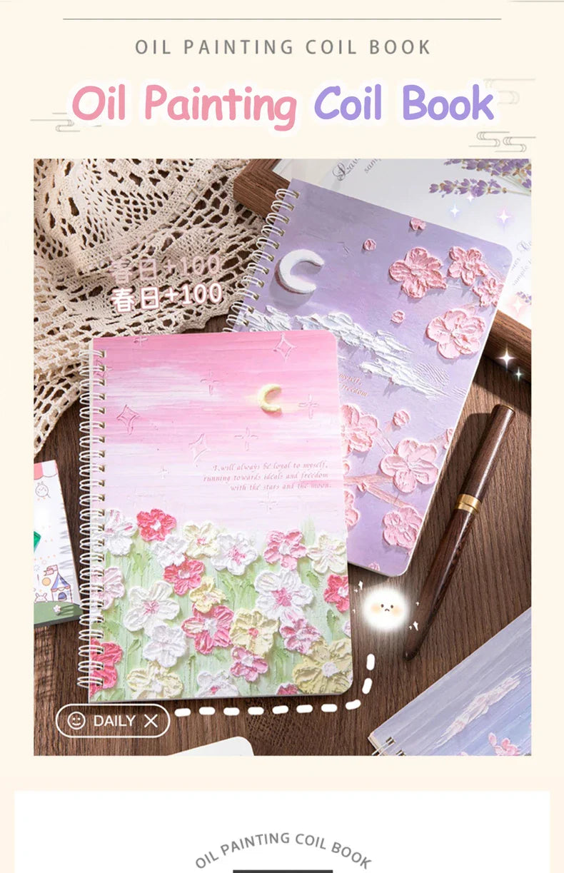 4 Books/Set A5 Coil Lined Notebook High Quality Kawaii Korean Stationery Cute School Supplies for Students