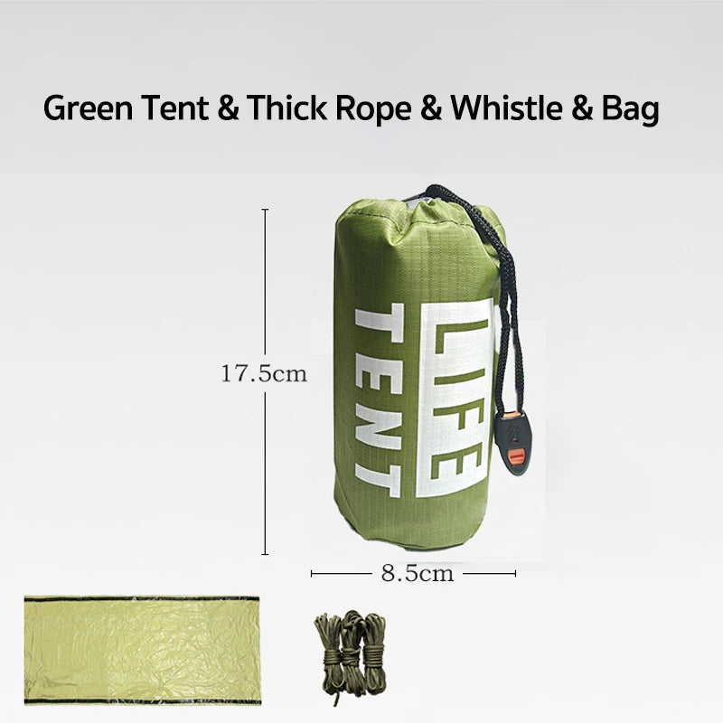 Emergency Survival Tent Shelter, 2-Person Emergency Tent,  Emergent Shelter Tent, Survival Life Tarp for Outdoor, Camping Hiking