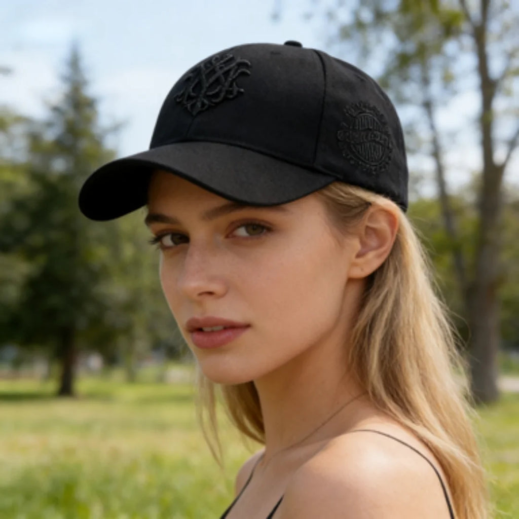 Vintage Gothic Embroidered "NY" Baseball Cap – Adjustable Cotton Snapback Hat for Men Women, Casual Outdoor Sun Hat
