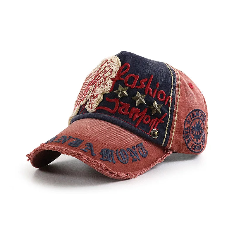 Vintage Washable Cowboy Baseball Cap Embroidery Snapback Hat for Men Women Worn Out Hip Hop Caps Adjustable Solid Cotton Sun Hat
