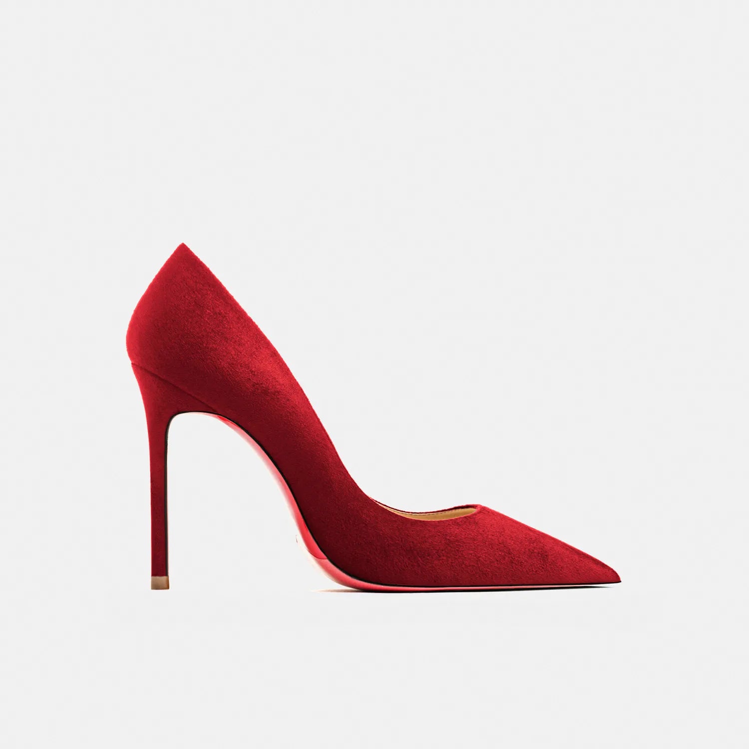 2022 Autumn New Women's High Heels Shoes Sexy Pointed Suede Red Shiny Bottom Pumps Fashionable Temperament Shallow Wedding Shoes
