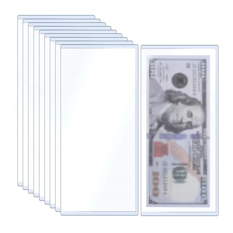Bill Currency PVC Clear Hard Plastic Sleeve Clip Paper Money Notes Bills Holder for Collection Protector Case Supplies 173*75mm