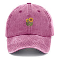 Trendy Sunflower Embroidery Snapback Cap Vintage Washed Cotton Adjustable Unisex Hip Hop Streetwear Hat Outdoor Cap Gift