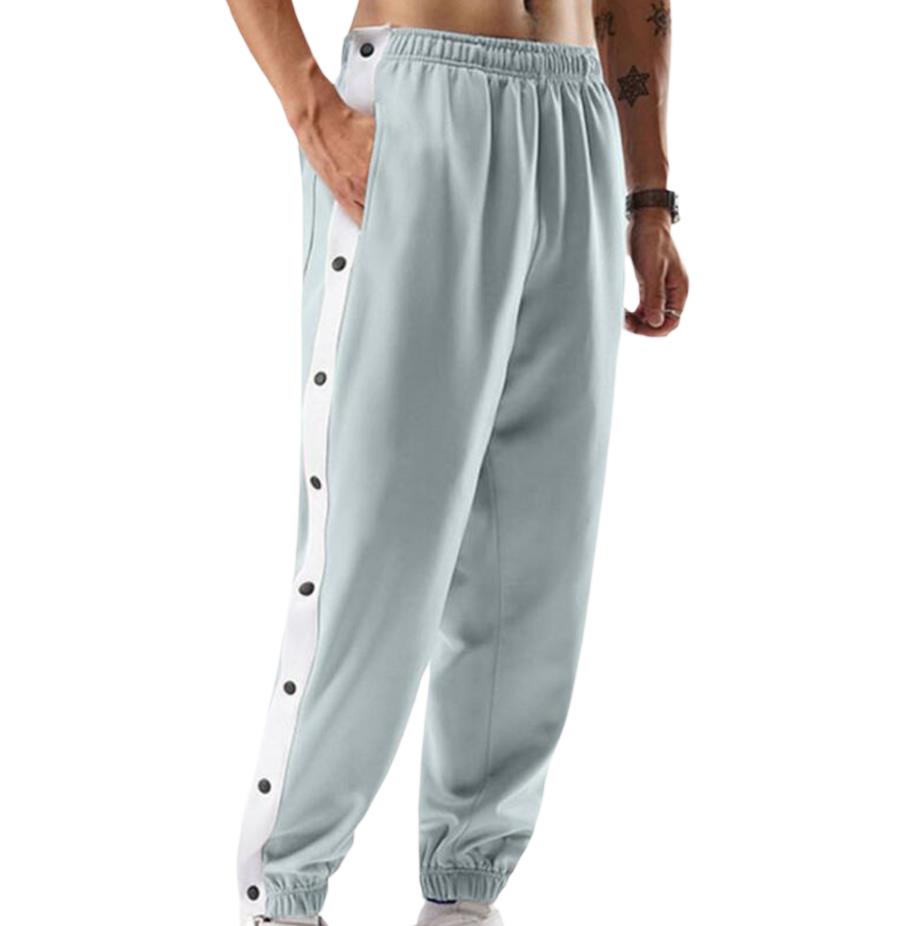 Men's Sweatpants Basketball Pants High Split Snap Button Loose Pants Jogger Workout Trousers with Pockets Men Casual Pants