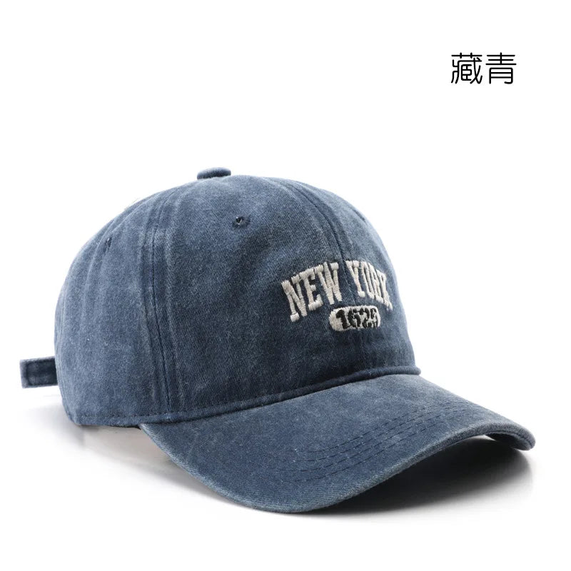 Retro NEW YORK Embroidery Snapback Hat for Men Women Vintage Washed Baseball Caps Spring Autumn Leisure Adjustable Soft Top Hats