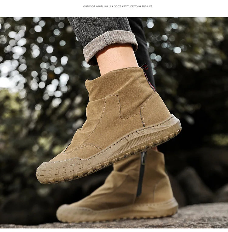 Outdoor Men's High-Top Work Boots Casual Shoes Comfortable Sport Workwear Waterproof Anti-slip Long-lasting No Fatigue Footwear