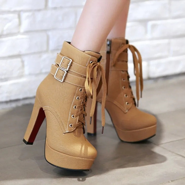 BLXQPYT Big size 33-47 short Boots shoes woman Mujer Fashion Ankle Boots Sexy high Heels Spring Autumn Winter Women Shoes  X-2