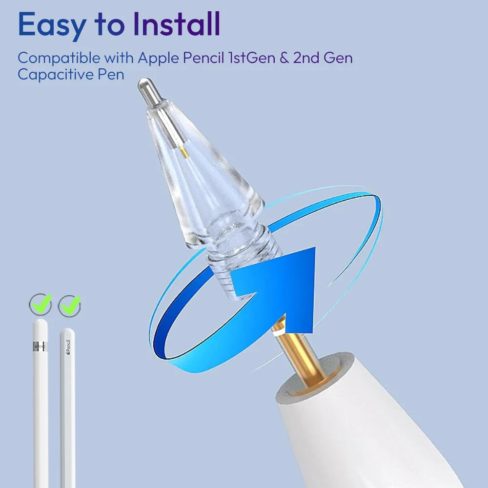 Replacement Tips for Apple Pencil 1st/2nd Gen iPencil Nibs No Wear Out Upgraded for iPad Pro Pencil 2/1 Gen 애플펜슬 펜촉