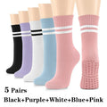 5 Pairs Pilates Socks for Women Yoga Socks Pure Cotton Non Slip Silicone Grips Indoor Sport Fitness Pilates Yoga Gym Dance Socks