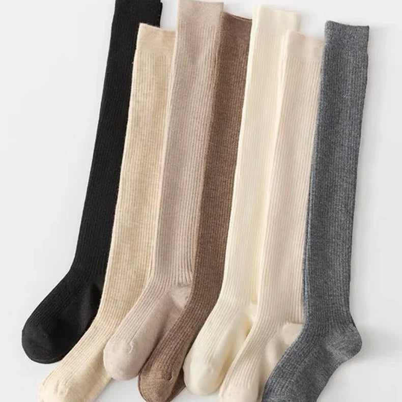 NEW 1/2pairs Women's Casual Knitted Long Socks Autumn Winter Solid Stockings Boot Calf Socks Over Knee Leggings Harajuku Lolita Sox