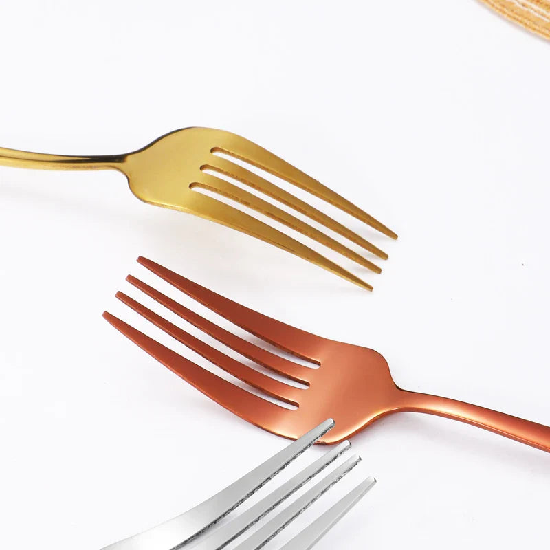 16PCS cutlery set stainless steel tableware knife and fork spoon teaspoon tableware package quality gold cutlery sets