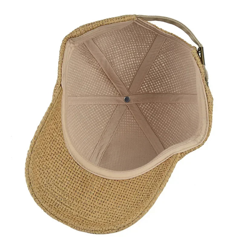 2020 New Straw Baseball Cap Snapback Cap Adjustable Casquette Bones Gorras Casual Dad Hat for Men Breathable and Cool Cap