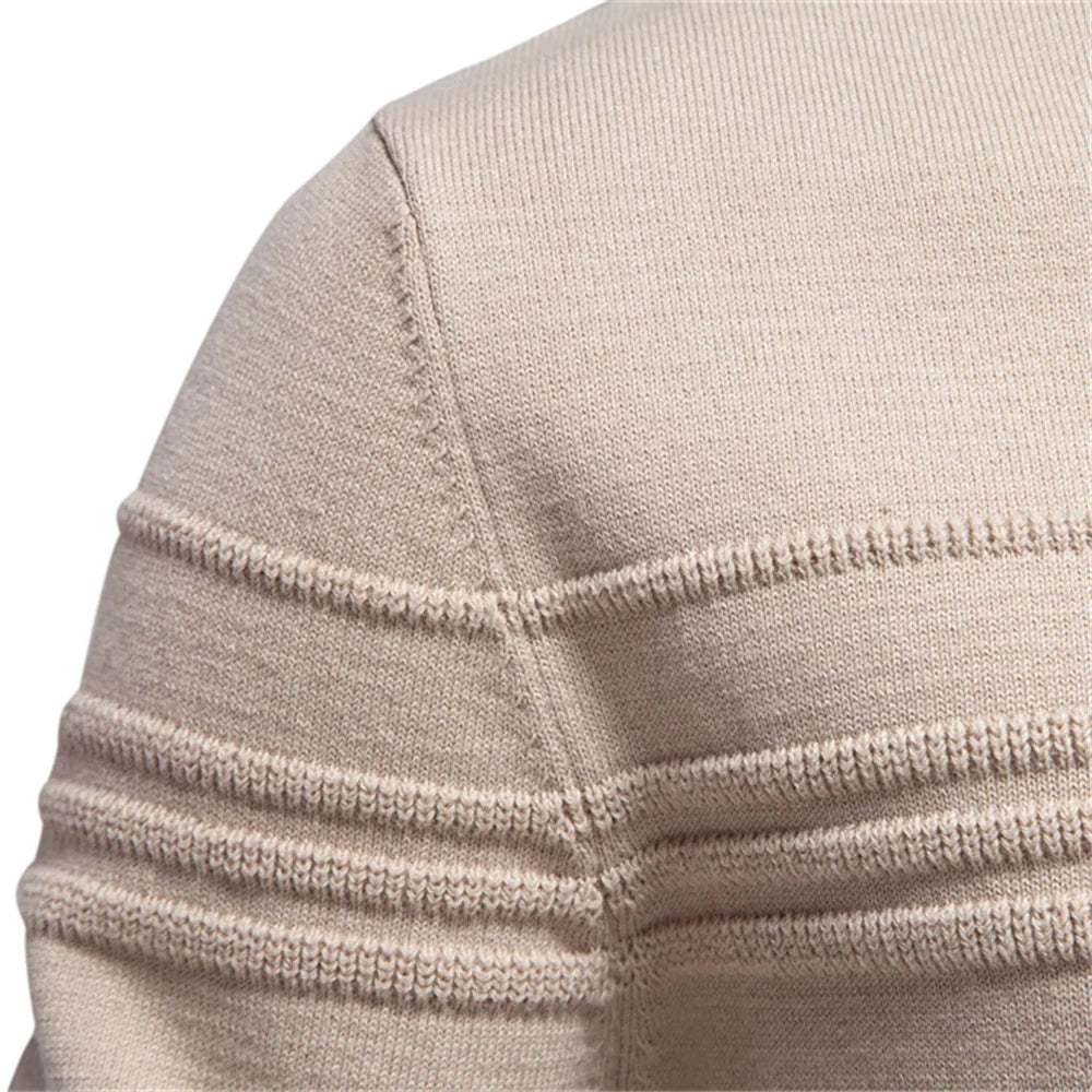 AIOPESON Mens Crewneck Pullover Sweater Knitted Cotton Stripped Quality Autumn Winter Warm Sweaters for Men
