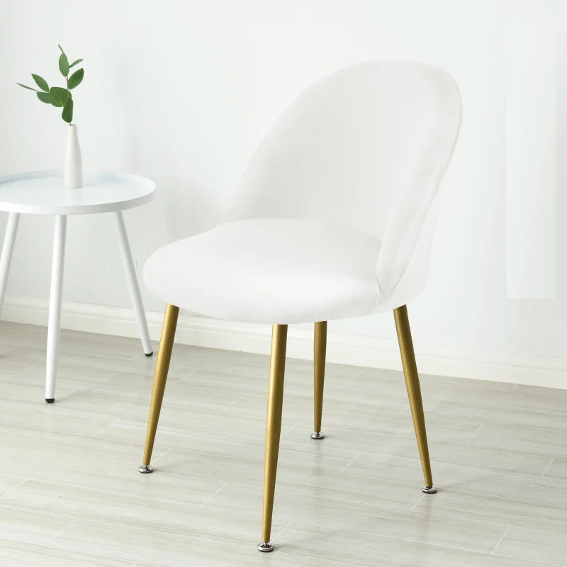 Soft Velvet Chair Cover Duckbill Curved Dining Chair Slipcover Low Back Thick Stretch Seat Covers for Living Room Kitchen Hotel
