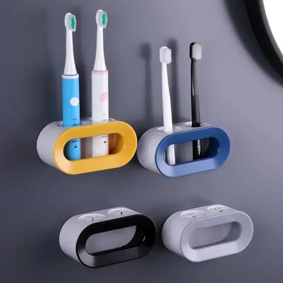 Bathroom Toothbrush Holder Wall Mount Bathroom Organizer Double Single Hole Self Adhesive Tooth Brush  Accessories Space Saving