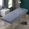 Beauty Salon High Elastic Solid Bed Cover Massage SPA Treatment Elastic Full Cover Rubber Band Fitted Bed Sheet with Hole