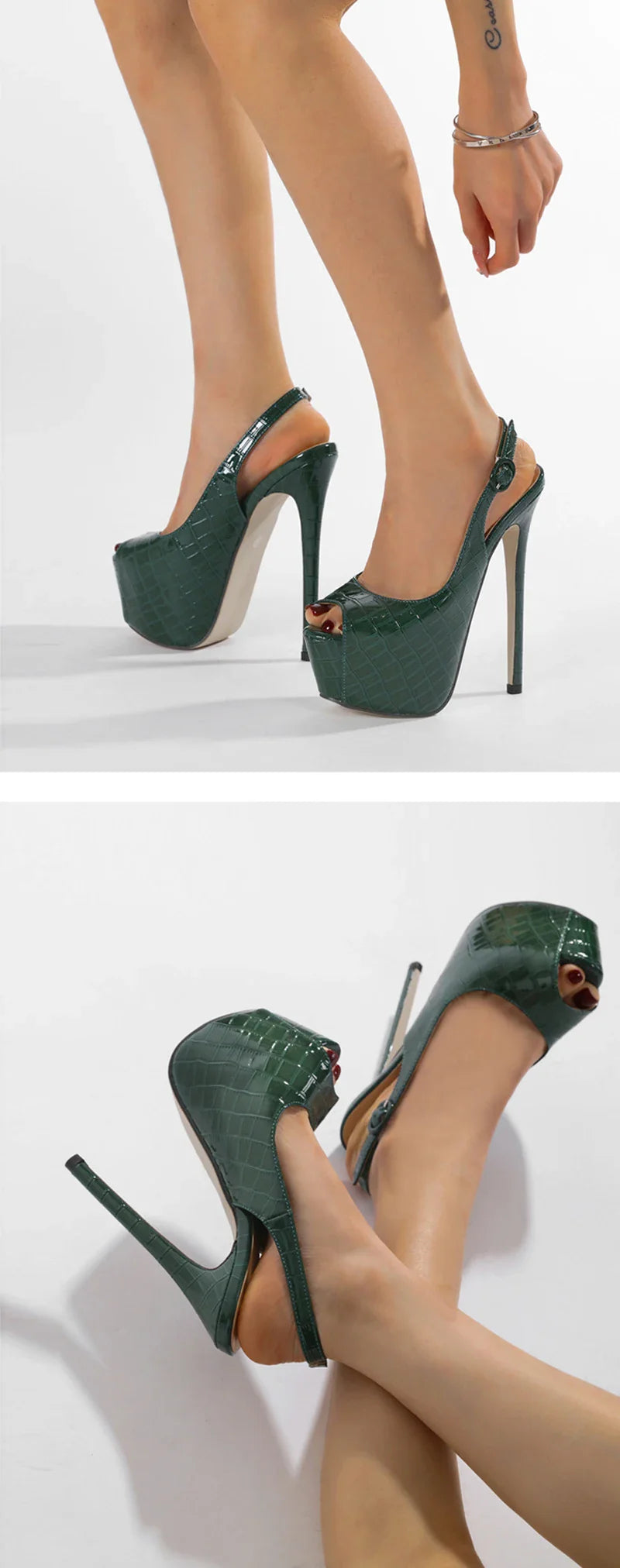 Hlieny Size 35-42 Sexy Peep Toe Extreme Thin High Heels Women Pumps Fashion Back Buckle Strap Sandals Pole Dancing Shoes