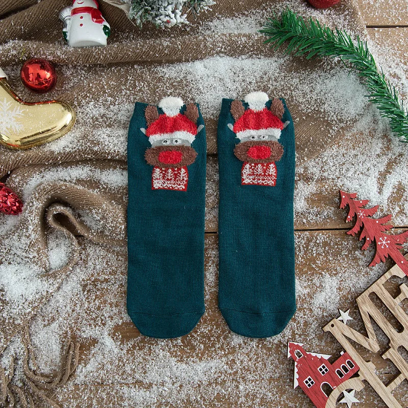 New Year Cartoon Christmas Socks Funny Elk Snowman Santa Claus Candy Bar Socks Woman Socks Socks Kids Christmas Gift Socks