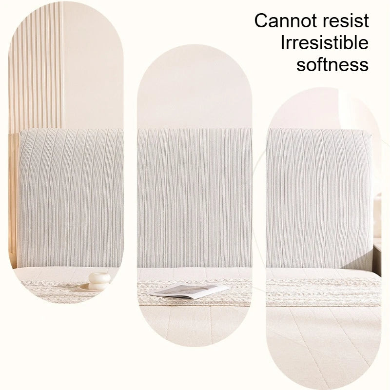 High Elasticity Headboard Cover Solid Color Double Bed Backrest Cover Autumn Winter Warm and Dustproof Cover Machine Washable