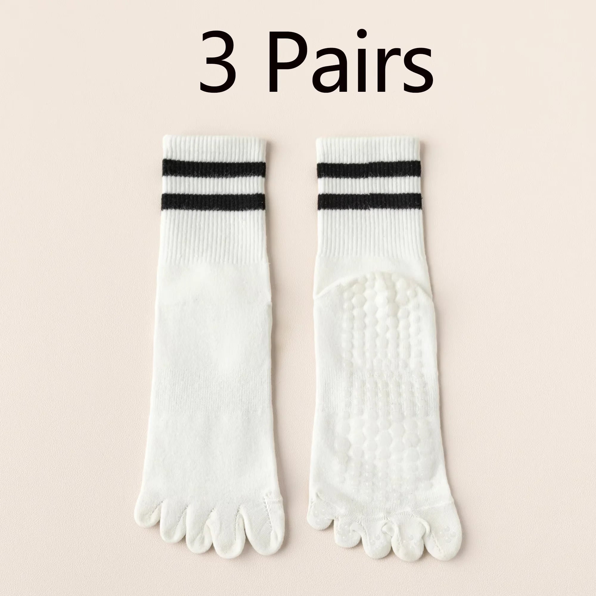 Yoga Socks for Women with Grips, Non-Slip Five Toe Socks for Pilates, Barre, Ballet, Fitness