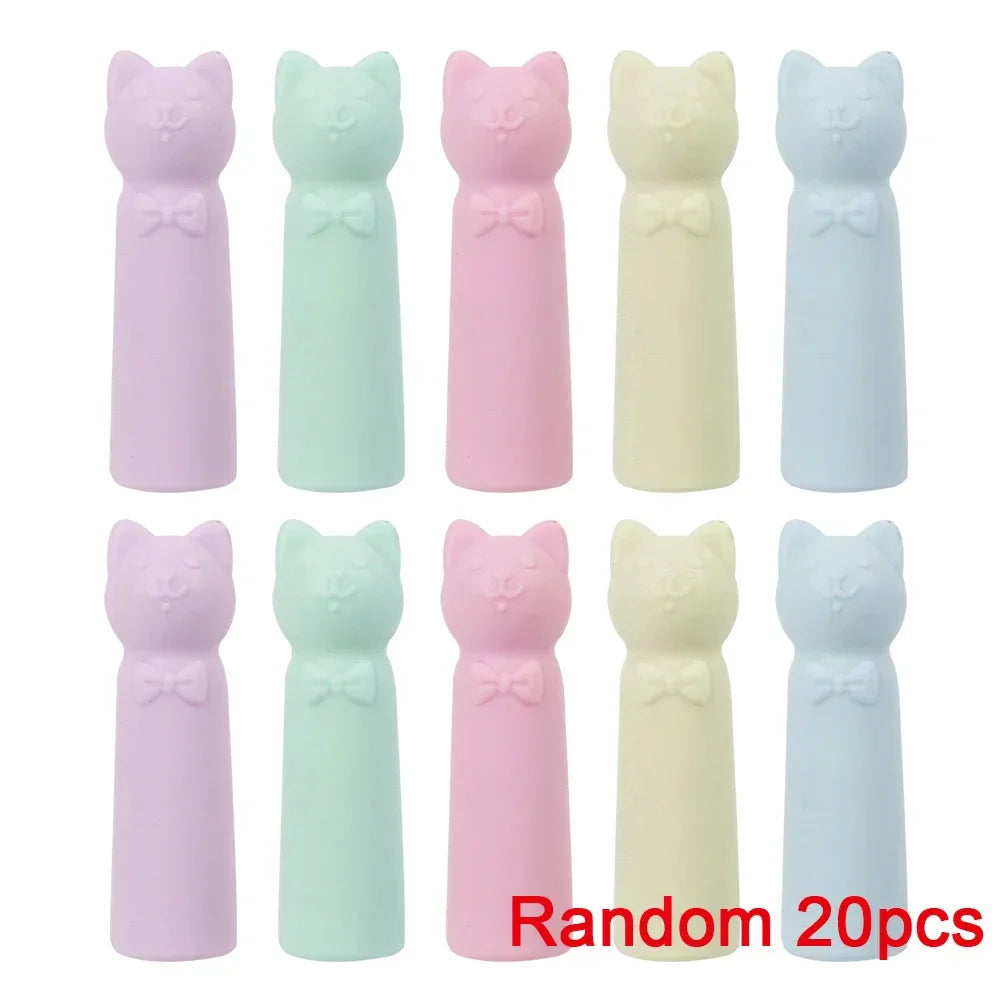 1-20pcs Cartoon Eraser Caps Pencil Erasers Toppers Cute Cat Erasers for Kids Student School Stationery Supplies Pen Head Sleeves