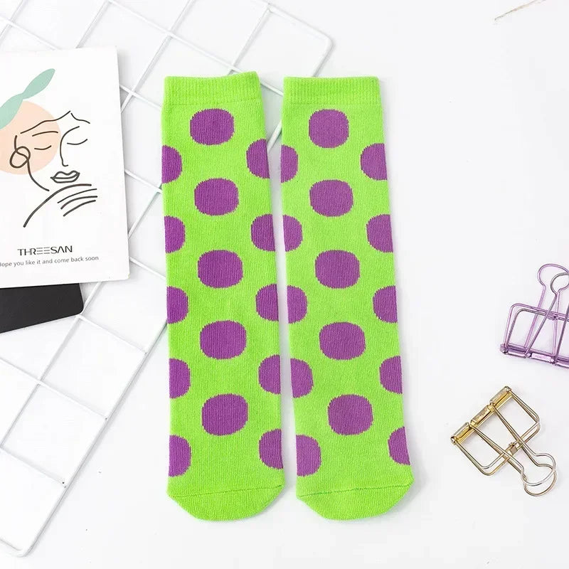 Girl Long Knee Socks New 1-12 Y Child Socks Autumn Winter Color Matching Dot Children's Pile Student Kids Boys Girls Tube Sock