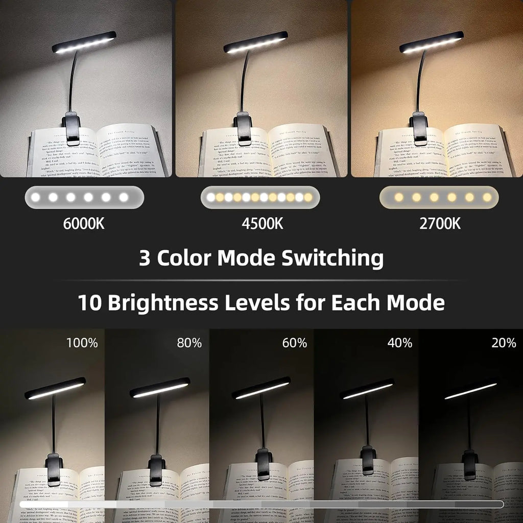 NEW 14Leds Book Light USB Rechargeable Reading Light Warm Cool White Daylight Portable Flexible Easy Clip Night Reading Lamp