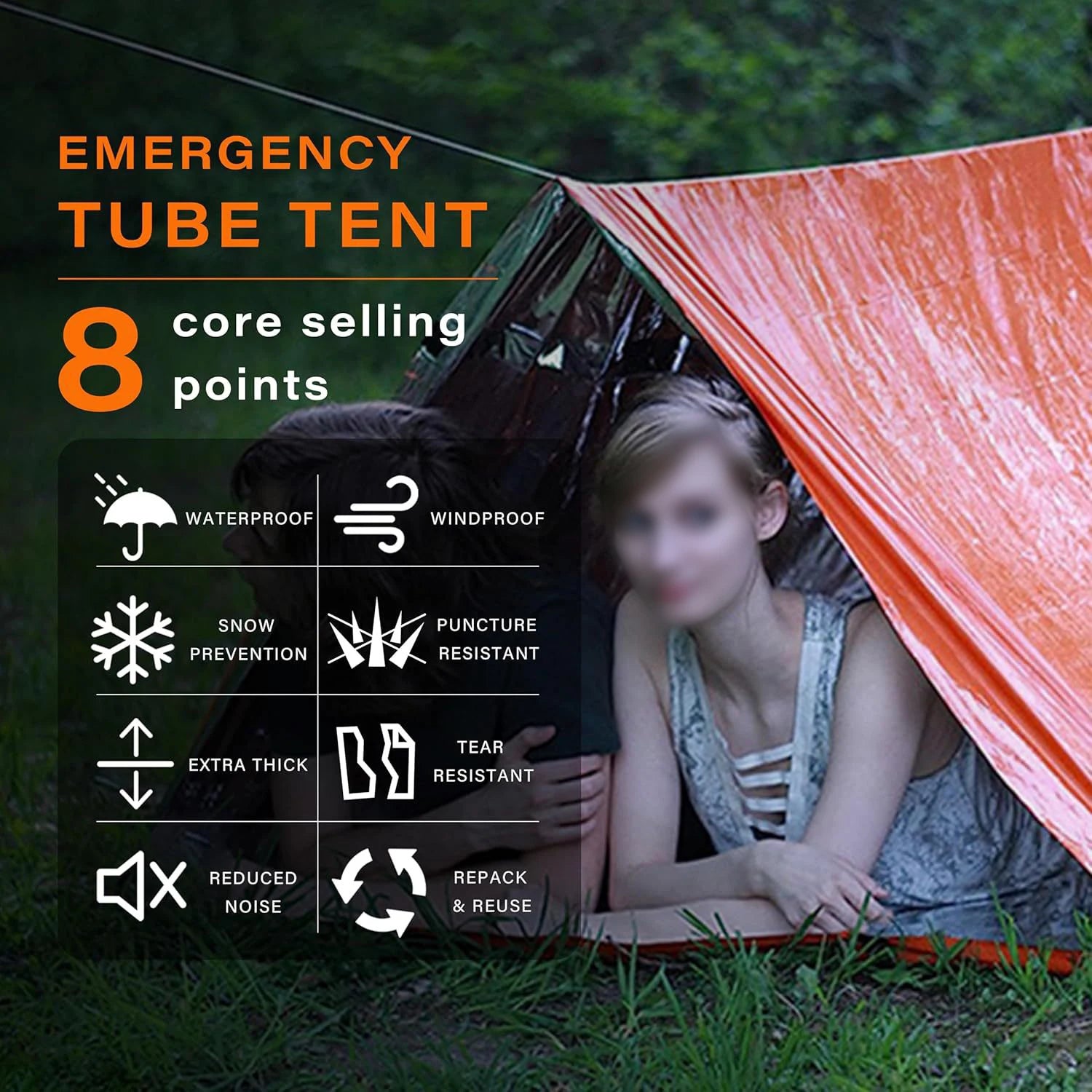 Emergency Survival Tent Shelter, 2-Person Emergency Tent,  Emergent Shelter Tent, Survival Life Tarp for Outdoor, Camping Hiking