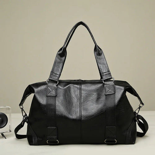 2023 New Men's Business PU Travel Handbag Soft Leather Texture Shoulder Bag Sports TrainingLarge Capacity Handheld Crossbody